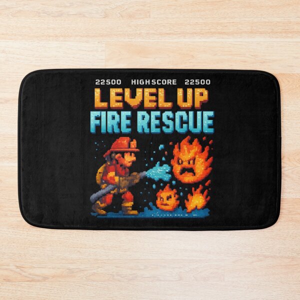 Item preview, LEVEL UP FIRE RESCUE - Retro Pixel Arcade Firefighter Design designed and sold by MKreative Studio.