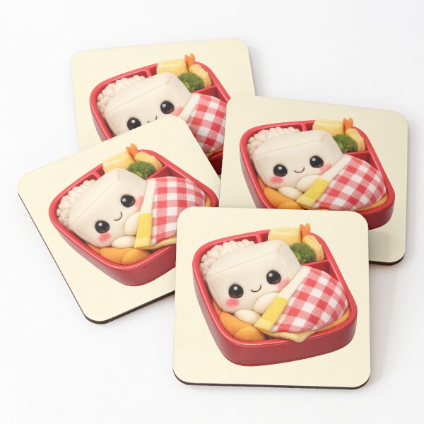 Item preview, Cute Tofu in Bento Box | Kawaii Fun Food Character designed and sold by Moons Studio.