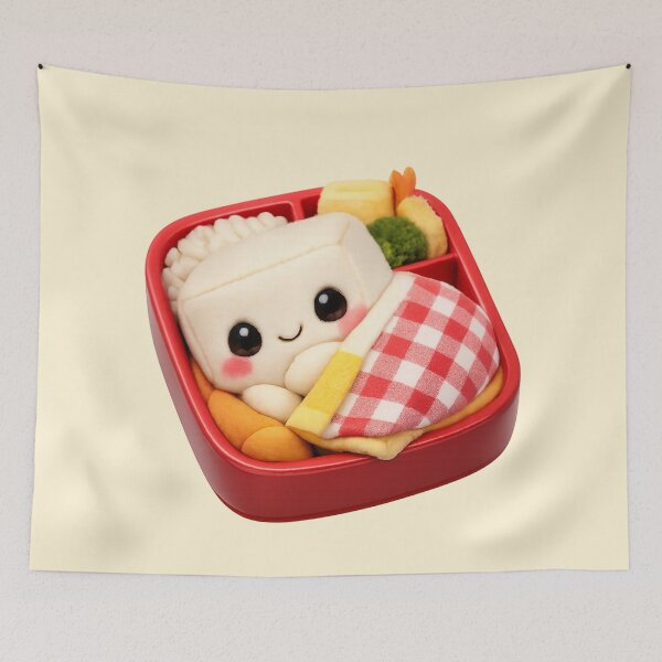 Item preview, Cute Tofu in Bento Box | Kawaii Fun Food Character designed and sold by Moons Studio.