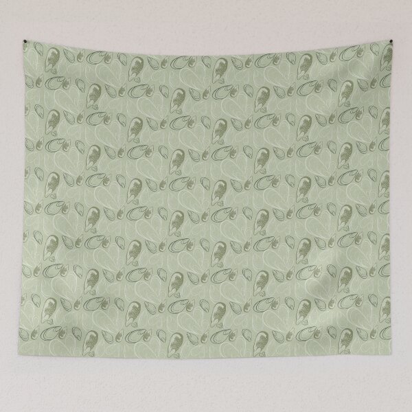 Item preview, Maximalist Mussels in soft sea sage green designed and sold by LisaLeQuelenec.