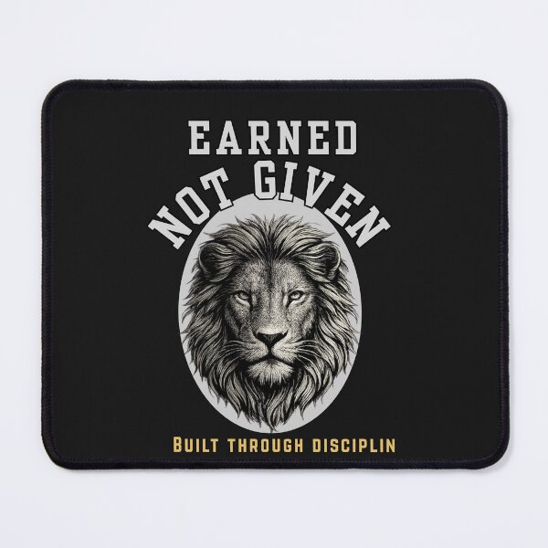 Item preview, Earned Not Given Lion – Luxury Minimal Motivational Black Tee Design designed and sold by AdicretorDesign.