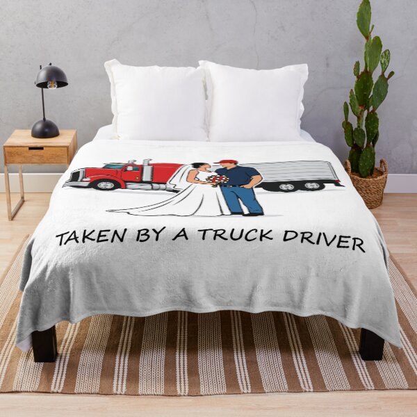 Item preview, Trucker Wedding Bride & Groom with Red Semi Truck – Truck Driver Love Illustration for Trucker Wife Gift designed and sold by BrainBubbleArt.