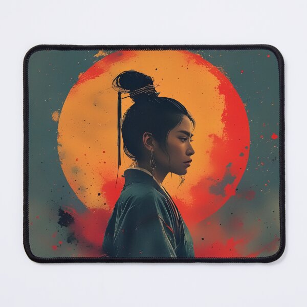 Item preview, Rising Sun Geisha Japanese Ink Silhouette Art designed and sold by Neer arts.