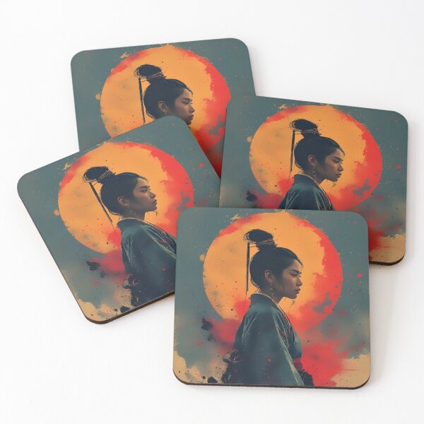 Item preview, Rising Sun Geisha Japanese Ink Silhouette Art designed and sold by Neer arts.