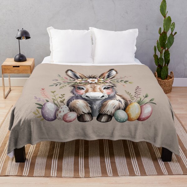 Item preview, Cute Easter Donkey with Pastel Eggs & Floral Crown | Palm Sunday Spring Animal Art designed and sold by Wennebabs.