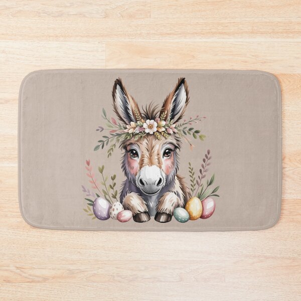 Item preview, Cute Easter Donkey with Pastel Eggs & Floral Crown | Palm Sunday Spring Animal Art designed and sold by Wennebabs.