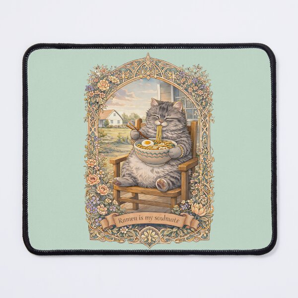 Item preview, Vintage Style Fluffy Cat Ramen Soulmate Comfort Art designed and sold by BorgSpareParts.