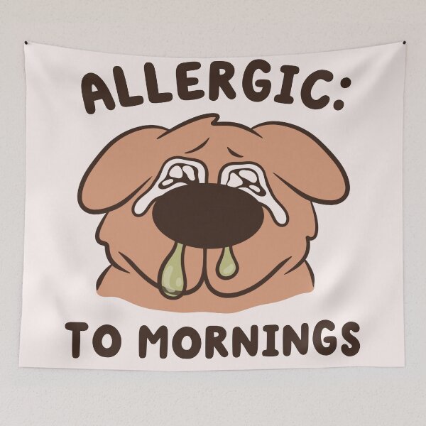 Item preview, allergic to mornings dog meme designed and sold by kaybowzie.
