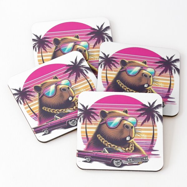 Item preview, Vintage 80s Capybara Chill King - Retro Synthwave Aesthetic designed and sold by Tshirt-Deer.