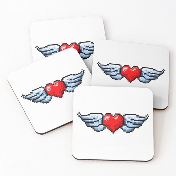 Item preview, Retro Pixel Art Red Winged Heart designed and sold by OneToTee.