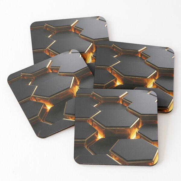 Artikelvorschau, Black Gold Hexagons - 3D Luxus Waben Muster entworfen und verkauft von Neon Nature Studio.