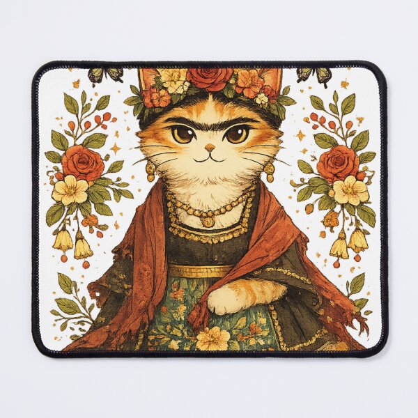 Item preview, Frida Cathlo Folk Art Cat designed and sold by MeowMoodArt.