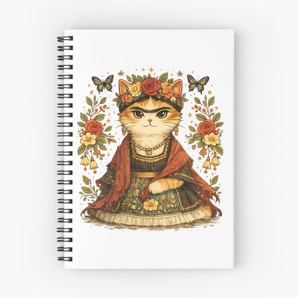 Item preview, Frida Cathlo Folk Art Cat designed and sold by MeowMoodArt.