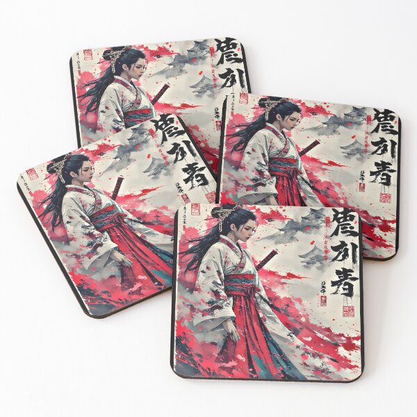 Item preview, White Kimono Samurai Red Splash Japanese Art designed and sold by Neer arts.