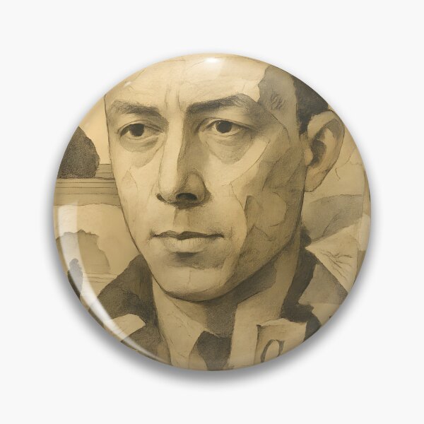 Item preview, Albert Camus Abstract Collage Portrait – Sisyphus Rock, Desert Sun, Smoke, Bleached Canvas Texture designed and sold by Cosmopolis.