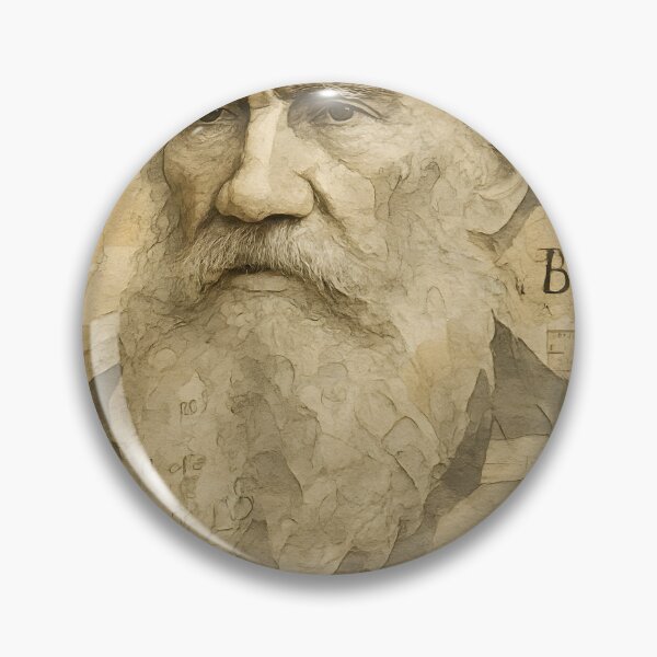 Item preview, Leo Tolstoy Abstract Collage Portrait – Russian Literature Art with Wheat, Medals, and Vintage Texture designed and sold by Cosmopolis.
