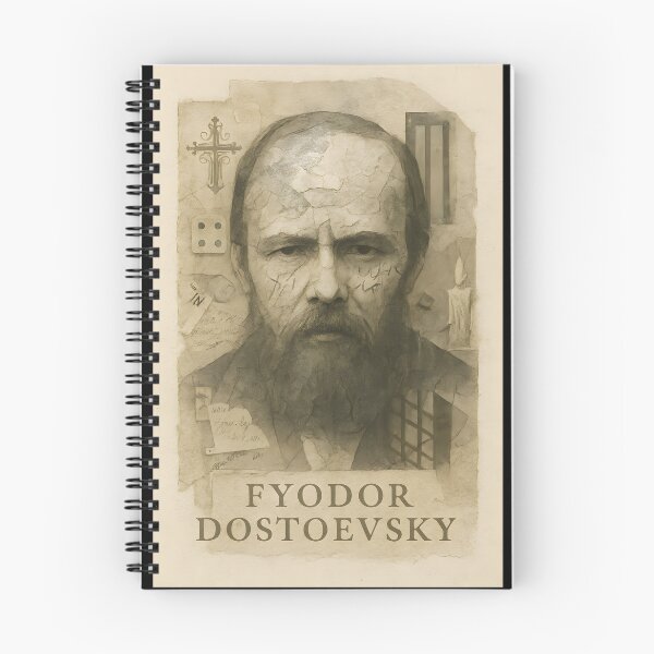 Item preview, Fyodor Dostoevsky Abstract Collage Portrait – Tarnished Silver, Cyrillic Texture, Urban Noir designed and sold by Cosmopolis.