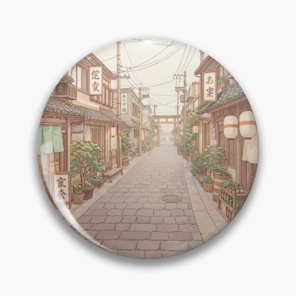 Item preview, Japanese old town street aesthetic pastel torii gate, Lofi Anime Street designed and sold by CharmedVille.