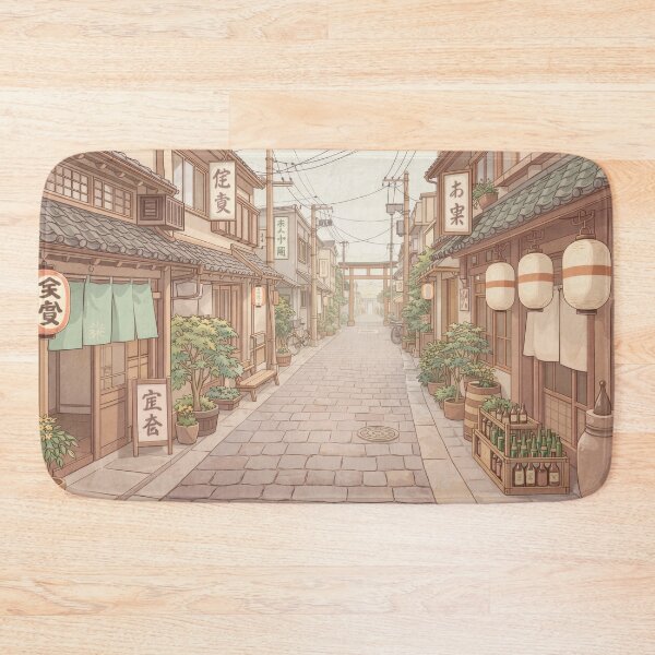 Item preview, Japanese old town street aesthetic pastel torii gate, Lofi Anime Street designed and sold by CharmedVille.