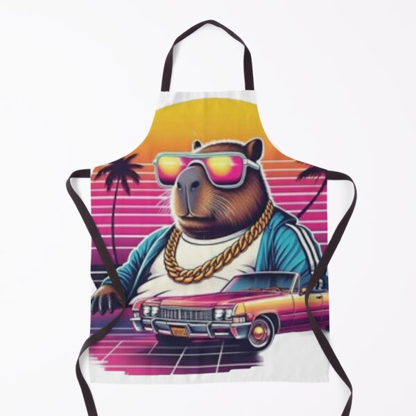 Artikelvorschau, Retro Capybara Chill King – Synthwave-Ästhetik der 80er entworfen und verkauft von Tshirt-Deer.
