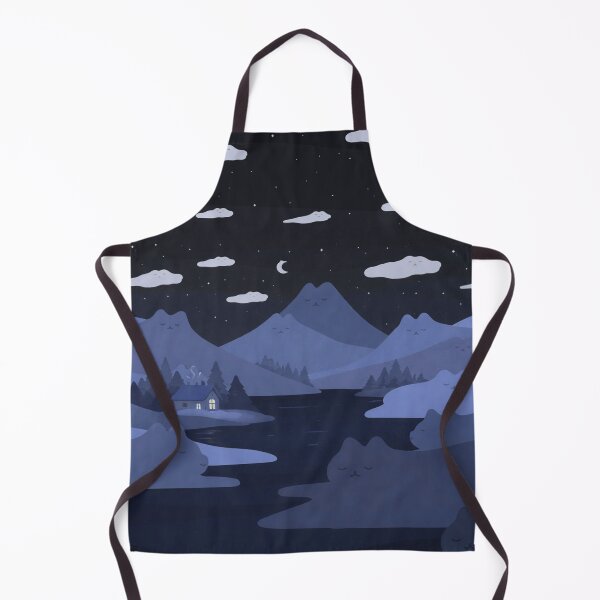 Item preview, Blue Mountain Night Landscape, Minimalist Lake Cabin, Starry Sky Mountains designed and sold by CharmedVille.