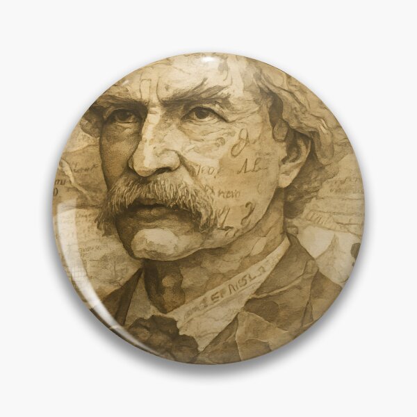 Item preview, Mark Twain Abstract Collage Portrait – Mississippi River Steamboat Vintage Mixed Media designed and sold by Cosmopolis.