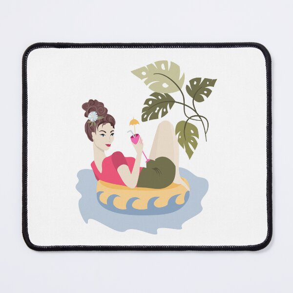 Item preview, Summer Self Care Girl Floating with Cocktail Pool Aesthetic Art designed and sold by olenapetol.