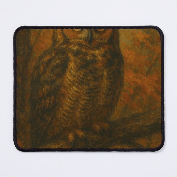 Item preview, Autumn Sentinel – Great Horned Owl Oil Painting designed and sold by VandVArt.