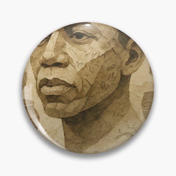 Item preview, Chinua Achebe Abstract Collage Portrait – African Textures, Clay & Palm Fiber Motifs designed and sold by Cosmopolis.
