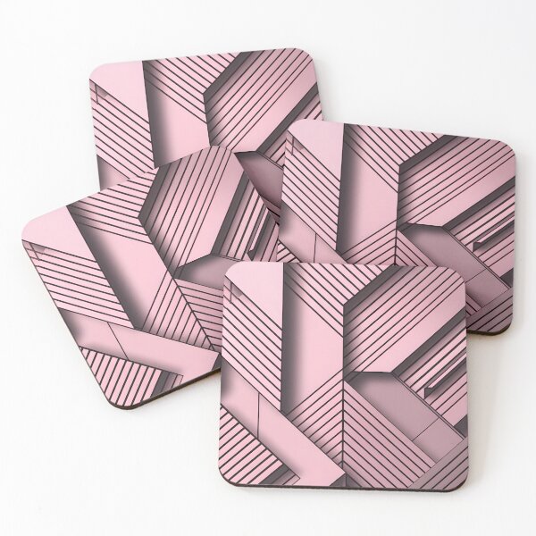 Item preview, Modern Geometric Origami Shapes Pink Gray Abstract Architecture designed and sold by ViviNyks.