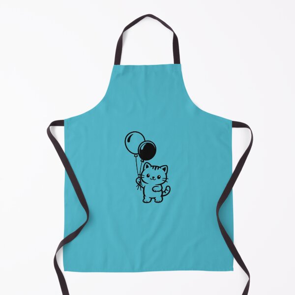 Item preview, Cute Cat with Balloons – Black Line Art Illustration designed and sold by annenambiro.
