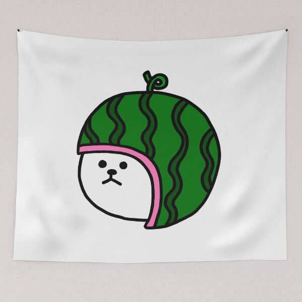 Item preview, a Cat with a watermelon-shaped helmet designed and sold by superbaechoo.