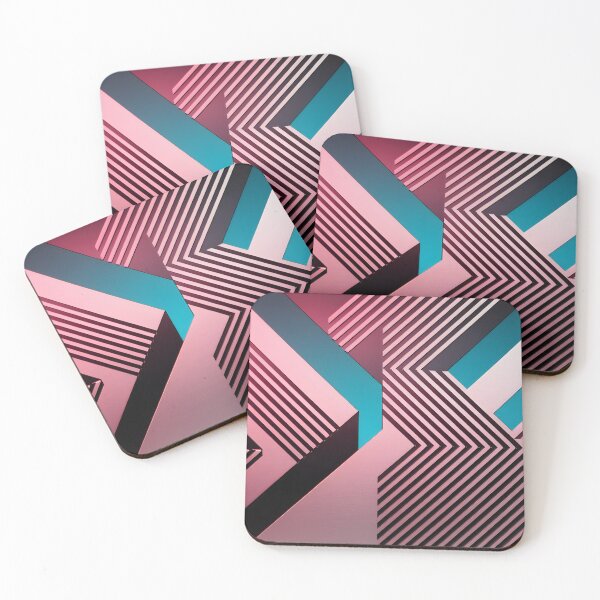 Item preview, Modern Geometric Origami Shapes Pink Teal Abstract designed and sold by ViviNyks.