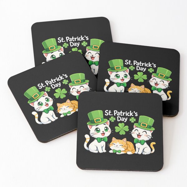 Item preview, Cute St. Patrick’s Day Cats – Lucky Shamrock Kawaii Leprechaun Kitty Cartoon for Cat Lovers designed and sold by BrainBubbleArt.