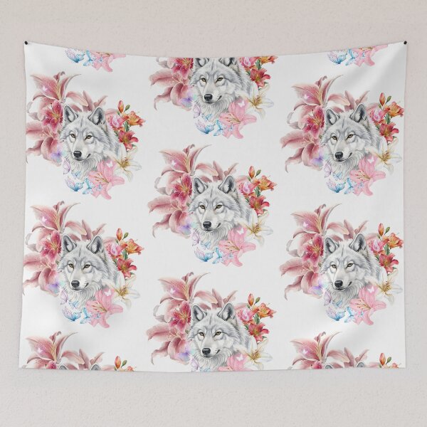 Item preview, Wolf and Lilies-2 designed and sold by Nerdywolf17.
