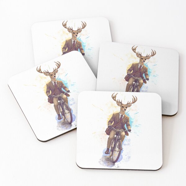 Item preview, Gentlemen Anthropomorphic Deer Riding a Bicycle designed and sold by kolonjArt.
