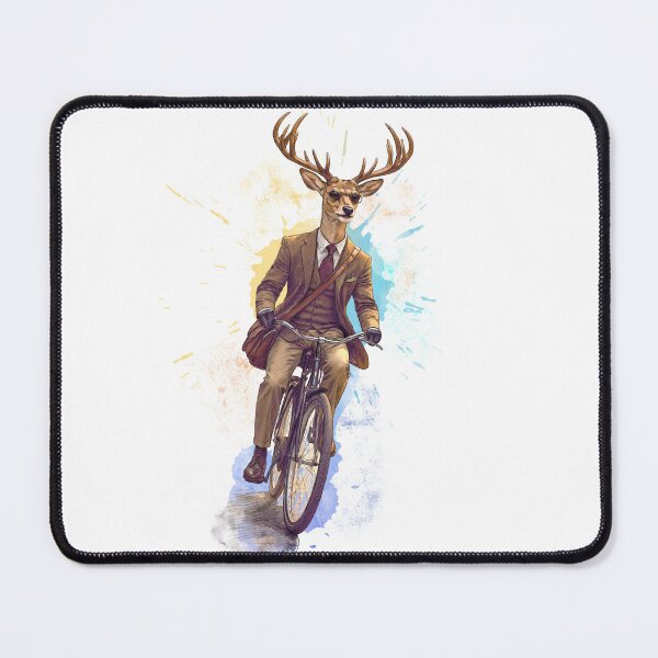 Item preview, Gentlemen Anthropomorphic Deer Riding a Bicycle designed and sold by kolonjArt.