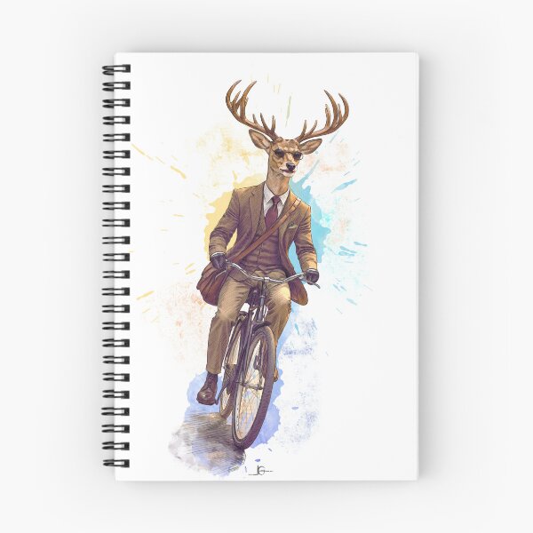 Item preview, Gentlemen Anthropomorphic Deer Riding a Bicycle designed and sold by kolonjArt.