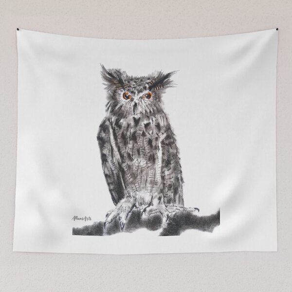 Item preview, Long-eared owl Portrait designed and sold by AllansArts.
