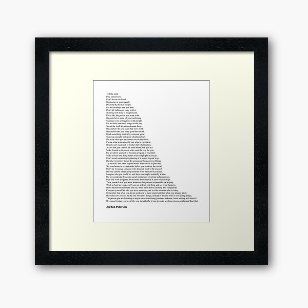Jordan Peterson Quotes Framed Art Print