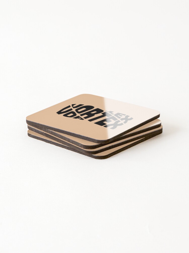 Thumbnail 4 of 5, Coasters (Set of 4), Vortex Distorted Typography – Twisted Dark Text Design designed and sold by SoftMintDesigns.
