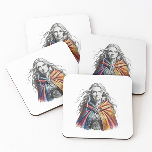Item preview, A Celtic Woman with Flowing Hair and a Brightly Coloured Cloak designed and sold by Soulstar Designs.