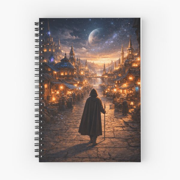 Item preview, Fantasy Night City Traveler Poster Magical Street Art Style designed and sold by SEIMEI2025.
