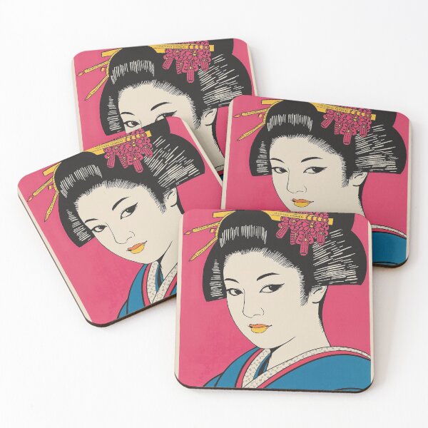 Item preview, Geisha Pop Art Portrait Ukiyo-e Woodblock Print Style 1960s Screen Print Aesthetic Japanese Traditional Art designed and sold by Vandy Fullam.