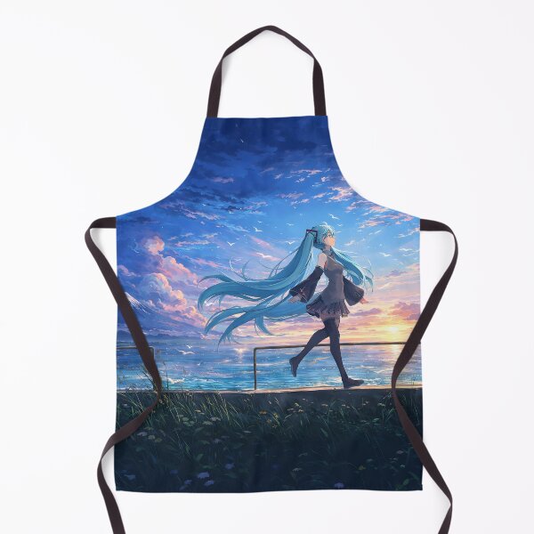 Item preview, Teal Twin Tail Anime Girl Sunset Seaside Scene Hatsune designed and sold by CharmedVille.