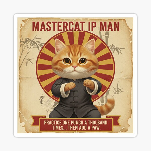 Ip man as a cat Sticker