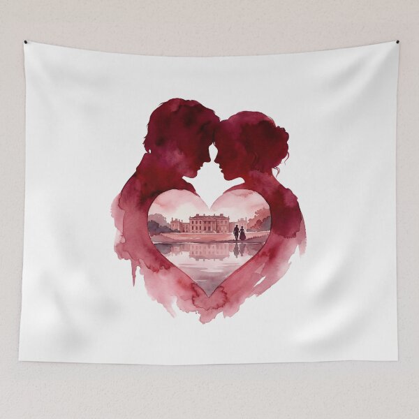 Item preview, Romantic Pride and Prejudice Heart Silhouette Pemberley Art designed and sold by Fenay Designs.