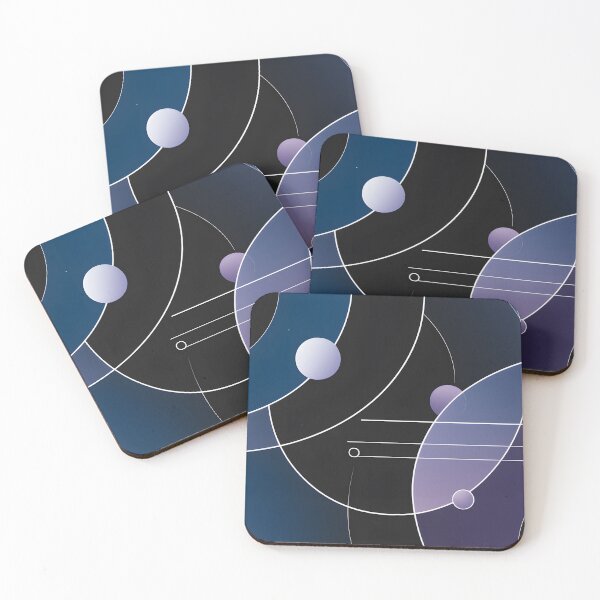 Item preview, Minimalist Cosmic Orbits Abstract Space Line Art Blue Purple designed and sold by ViviNyks.