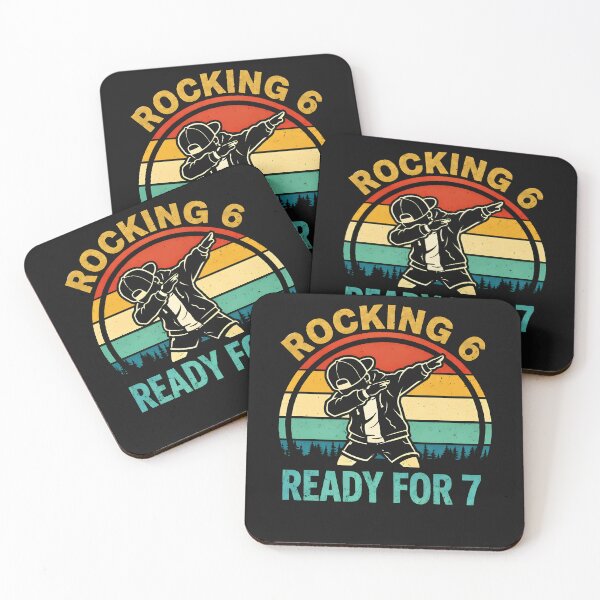 Item preview, Rocking 6 Ready For 7 7th Birthday Boy Dabbing Retro Sunset Vintage Gift For Boy Kids Girl designed and sold by ArmyAbodo.