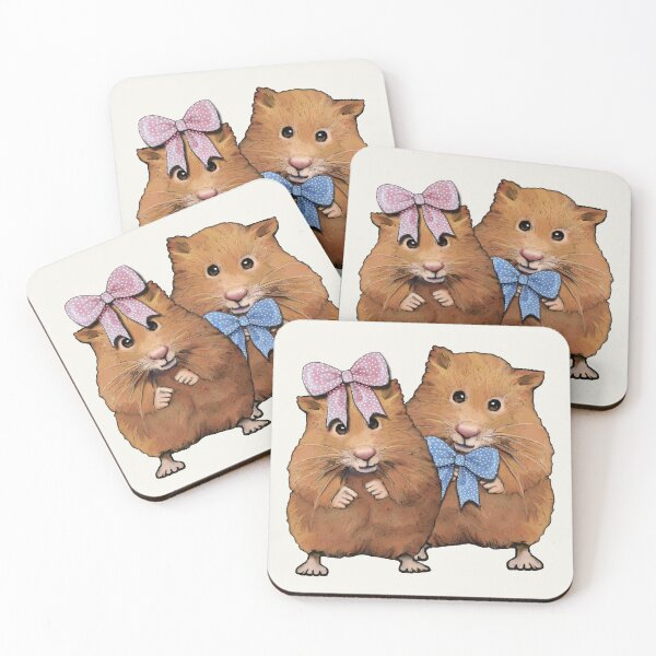 Item preview, Cute Hamster Couple with Polka Dotted Bows designed and sold by JoyfulWhimsy.